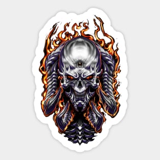 Dark Fire Demon Skull Sticker